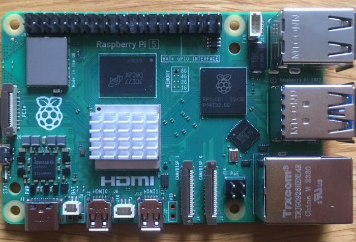Top view of a Raspberry Pi 5